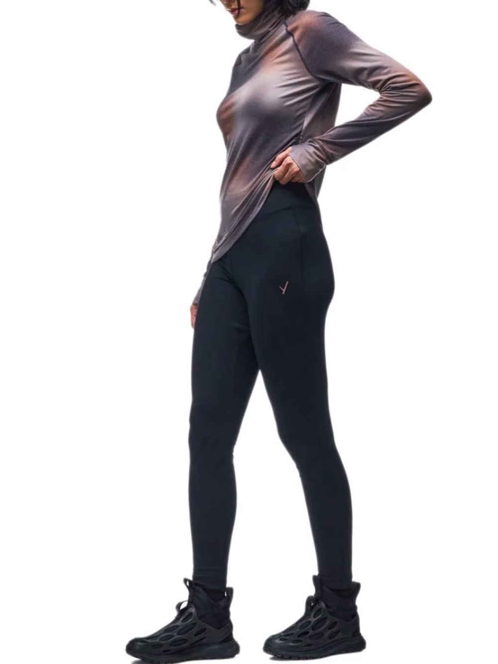 Indyeva Perna Legging Black Outdoor Pants Jersey High Waist Active Yoga Exercise